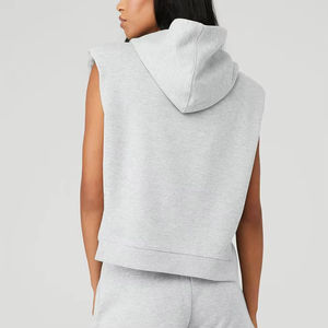 Manufacturer Women Streetwear Cropped Tops Sleeveless Hoodies <b>Gym</b> <b>Hoodie</b> - Product Image 3
