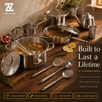 Batterie de cuisine en acier inoxydable Zhenneng avec bouilloire et ustensiles, 12 pièces, en acier inoxydable 304 résistant à la rouille, comprenant poêle à frire, marmite à soupe et louche ajourée