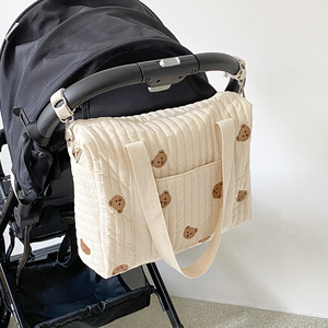 IBaifei OEM Mamá Bolso <span class=keywords><strong>de</strong></span> un solo hombro Cremallera Bordado Lindo Oso Imprimir Multifunción Mamá Bolsa Salida Cochecito <span class=keywords><strong>de</strong></span> bebé Bolsas <span class=keywords><strong>de</strong></span> pañales - Product Image 2
