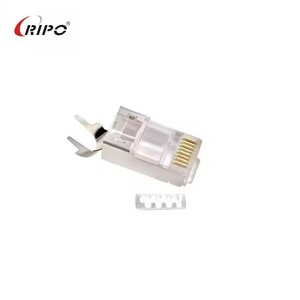 Connecteur RJ45 blindé Cat6/Cat5e 8P8C plaqué or avec insert à rainures pour câble FTP/STP - Product Image 1