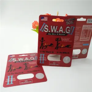 Versand bereit SWAG 50k Kunststoff 3D-Karten mit Kapsel-Bullet-Set und Display-Box Pillen Verpackung SWAG Blister Papier karte