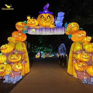 Linterna de Calabaza de Halloween Colorida y Artística, Impermeable para Exteriores, con Luces LED, Funciona con Pilas y Decoración Duradera - Product Image 3