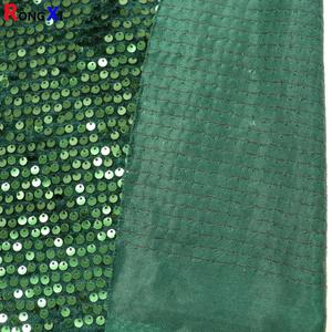 Dark Green RXF1931 5mm Professional Sequin <strong>Embroidery</strong> Fabric <strong>Material</strong> With Velvet Based for Fancy Dresses - Product Image 5