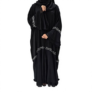Hot Sale Dubai Breathable Spring Winter Eid Prayer Elegant <b>Black</b> Chiffon Long <b>Dress</b> Beading V-Neck Women's <b>Plus</b> <b>Size</b> Turkish - Product Image 6