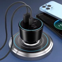 Chargeur de voiture USB-C, chargeur rapide 3 ports 200W, adaptateur d'alimentation de voiture double USB-C et USB-A, charge rapide PD4.0 et QC4.0