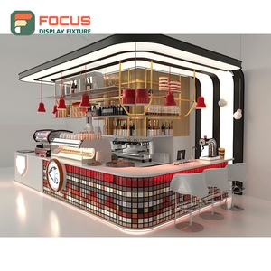 Mostrador de Servicio de Café Creativo con Estante para Condimentos y Revestimiento de Chapa de Roble - Product Image 6