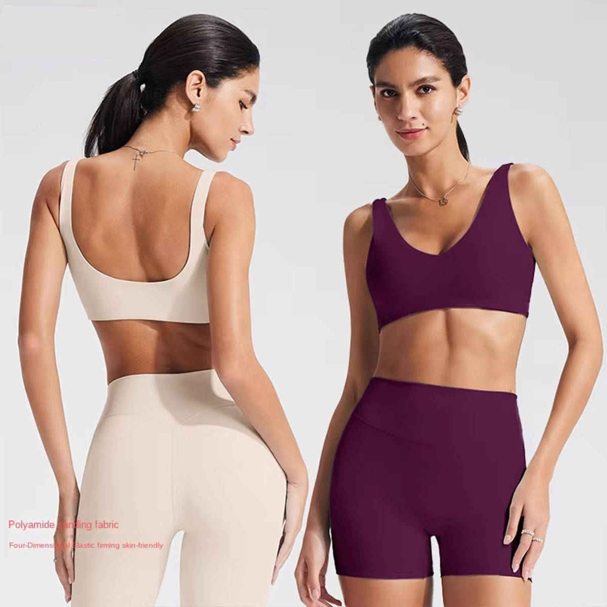New Breathable Spandex/Nylon Sanding Tight Back Yoga Bra Women's Running Fitness Sports Underwear Outer Wear Top