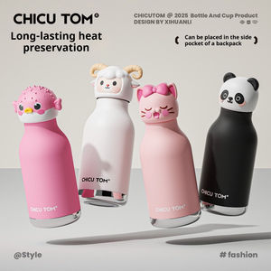 Bouteille d'eau isotherme en acier inoxydable 316 de 450 ml pour enfants, avec paille, motif tête d'animal <span class=keywords><strong>licorne</strong></span> de dessin animé - Product Image 2