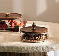 Nieuwe grensoverschrijdende glazen fruitschaal & snackplateau, licht luxe retro design, effen patroon, woonkamer salontafel snoep- en noten schaal