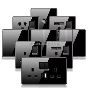 Interruttore a Muro di Alta Qualità Normale EU/UK/Universale 1 Via 2 Vie con USB Tipo-<span class=keywords><strong>C</strong></span> USA Pannello in Vetro Touch Prodotti per la Casa Elettrici - Product Image 1