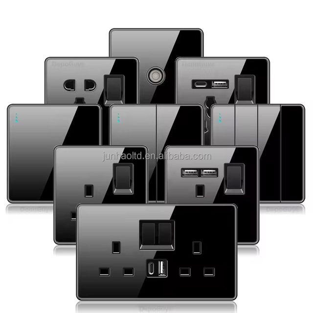 Wall Switch Socket High Quality Normal EU/UK/Universal 1 Way 2 Way with USB Type-C USA Touch Glass Panel Home Products Electric