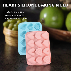 Molde de Silicona Ecológico sin BPA de 12 Cavidades en Forma de Corazón para Pastel de Chocolate y Caramelos, Herramientas de Cocina para Repostería DIY - Product Image 2