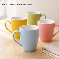 Mug en céramique mate 350 ml, couleur unie, design sublime, sans BPA, sans danger pour les aliments, passe au lave-vaisselle, option logo personnalisé pour la maison, le bureau ou comme cadeau