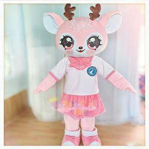 <span class=keywords><strong>Disfraz</strong></span> personalizado de Mascota de ciervo <span class=keywords><strong>rosa</strong></span>/naranja 1,7 m/1,8 m/1,9 m/2M lindo traje de ciervo de dibujos animados para evento Fiesta Navidad Carnaval - Product Image 1