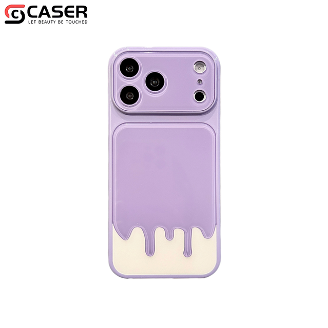 Cute Ice Cream Dripping Phone Case Big Camera Window Color Contrast Macaron Shockproof Mobile Cover for Iphone 13-18