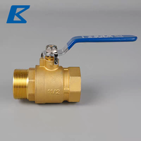 Robinet à bille en laiton forgé, filetage mâle et femelle MxF, pour eau, gaz, huile, robinet d'arrêt, finition laiton naturel, raccord de plomberie