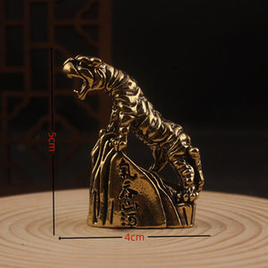 Ornement de bureau en laiton massif, tigre, 2 pièces, animal du zodiaque Feng Shui, animal de compagnie pour le thé, fournitures de bureau - Product Image 4