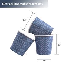 Vasos de papel desechables de 3 oz directos de fábrica, vasos florales azul marino para enjuague bucal, para baño y muestras, vasos pequeños para beber al por mayor, OEM