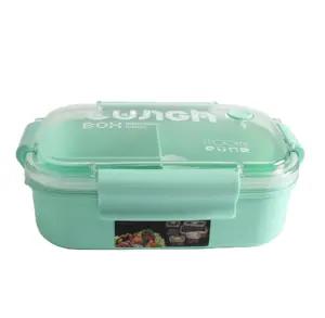 Antibakterienfrischhaltende PP-Kunststoff-Lunchbox mit 3 Gittern Obst-Lebensmittelbehälter Bento-Schachtel mit Besteck Küchenzubehör