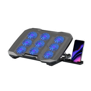 Ventilateur de refroidissement <span class=keywords><strong>pour</strong></span> ordinateur <span class=keywords><strong>portable</strong></span> de jeu avec logo personnalisé, 9 LED, <span class=keywords><strong>support</strong></span> de téléphone réglable, refroidisseur <span class=keywords><strong>pour</strong></span> ordinateur <span class=keywords><strong>portable</strong></span> de <span class=keywords><strong>17</strong></span> pouces - Product Image 1