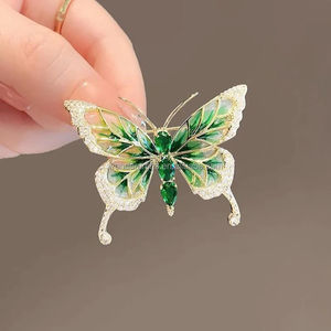 WD卸売りメッキファッションジュエリーブローチセットダイヤモンドグリーンラインストーンプレミアムチャームギフト蝶デザイン - Product Image 5