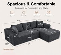 Modulares, wandelbares L-förmiges Ecksofa aus Cord mit tiefem Sitz und Chaiselongue – modernes Design für kleine Wohnungen