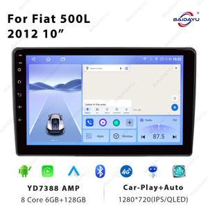 BAIDAYU Reproductor GPS de 10 Pulgadas con Pantalla Táctil <span class=keywords><strong>Multimedia</strong></span> Android Auto y CarPlay 4G con Cámara de Reversa para <span class=keywords><strong>Fiat</strong></span> 500L 2012 - Product Image 3