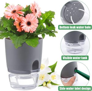Pot de fleurs auto-arrosant moderne avec réservoir transparent, pot de <span class=keywords><strong>plantes</strong></span> en plastique pour <span class=keywords><strong>plantes</strong></span> d'intérieur, pot hydroponique pour <span class=keywords><strong>plantes</strong></span> d'intérieur - Product Image 6