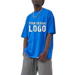 T-shirts pour hommes en coton double fil 230G, coupe ample, style streetwear décontracté, couleur unie, pour le basketball et le sport, surdimensionnés, personnalisables, faible MOQ - Product Image 3