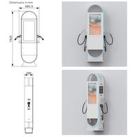 Station de recharge commerciale pour véhicules électriques, modèle 3015, 44 kW, double Type 2, carte RFID, OCPP 1.6, certifiée CE, avec écran publicitaire