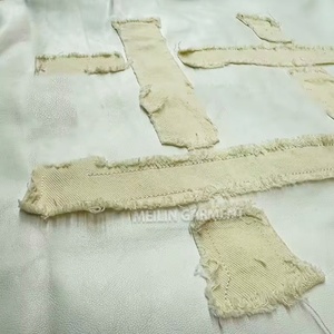 Chemise en cuir PU à manches courtes avec broderie appliquée vieillie personnalisée et fermeture éclair pour homme - Product Image 5