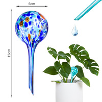 Ensemble d'irrigation goutte à goutte automatique pour plantes en pot Boule Infiltration de verre Rouge Jaune Vert Bleu Cobalt-Jardin de maison coloré