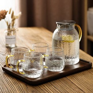 Carafe en verre borosilicate haute résistance pour thé glacé, eau chaude/froide, vin, café, lait, jus, avec couvercle en verre, compatible lave-vaisselle - Product Image 1
