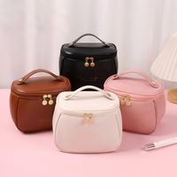 Pochette à pinceaux de maquillage avec logo personnalisé, en cuir PU imperméable, trousse de toilette pour femmes, sac de rangement pour outils de beauté de voyage