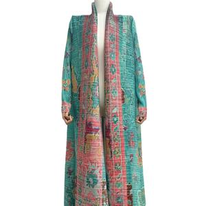 Miyake donna modesto Abaya autunno Versatile Trench mantello Cross-Border stampato in poliestere stile mediorientale per l'esportazione - Product Image 5