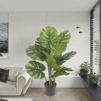 Haute qualité en plastique exotique Monstera deliciosa en pot vert réaliste feuille plante artificielle pour la décoration de jardin à la maison