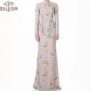 Willow Modern Lace Sleeve Draped Overlay Effect Floral Chiffon Baju Kurung
