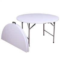 Table de banquet pliante ronde blanche moderne en métal léger et tissu, idéale pour l'extérieur et les cours – Populaire et économique