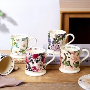 Customized Pastoral Style Artistic Ceramic Coffee <b>Mug</b> Set Floral Pattern Tall Design High-End Feel Gift <b>Box</b> Packaging Spoon Hot - Product Image 1
