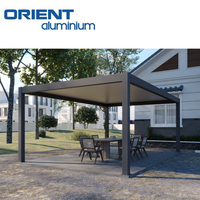 Pergola Bioclimatique d'Extérieur en Aluminium Moderne Étanche avec Store Roulant Automatique pour Terrasse et Jardin