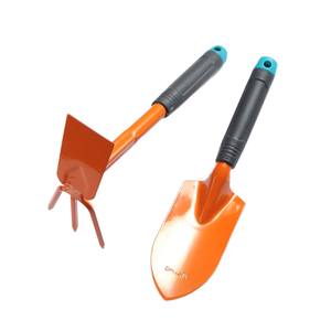 Dnali Mini Garden Tool <b>Set</b> Orange Alloy Steel <b>Trowel</b> And Rake Ergonomic Handle For Outdoor Courtyard Gardening - Product Image 1