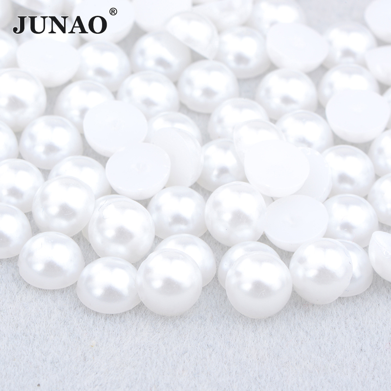 2mm 4mm 6mm 8mm 10mm 12mm 16mm 18mm 20mm Half Round Pearls Loose ABS Plastic Beads Flatback White Pearls for DIY Decoration