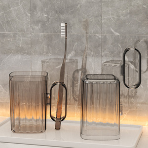 Travel Toothbrush Case With Handle Dual Use Cup Portable Mouthwash Holder Transparent Plastic For Couple Oral Care - Product Image 3