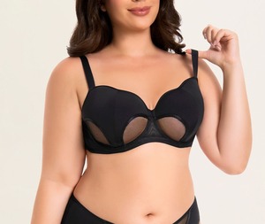 Sujetador push-up con copas huecas para mujer, cobertura total, con aros, estilo balconette, lencería femenina, tallas 34 36 38 40 42 D E F G H I J - Product Image 1