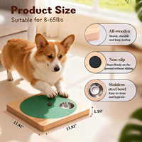 Planche à gratter en bois pour ongles de chien, lime à griffes, jouet de soin des pattes, base coulissante avec gamelles en acier inoxydable pour animaux de compagnie