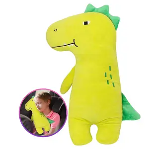 3308 Cartoon Green Dinosaur Shaped Car Vehicle Seat Belt Head Pillow Shoulder Pads Protector Car Kids Cushion