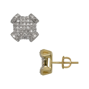 Pendientes de tuerca de circonita cúbica micro-pavé estilo Art Déco para mujer, metal bicolor, cierres de rosca seguros, una elegante opción de regalo - Product Image 1
