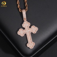 Pendentif Croix Hip Hop en Moissanite Argent 925, Pendentif Croix Glacé avec Certificat GRA