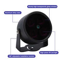 Luz LED Infrarroja Impermeable IP65 de 12V CC, Iluminador de 850nm, 4 LED en Matriz, Iluminación de Seguridad para Exteriores, 40M, para Cámaras CCTV, Metálica