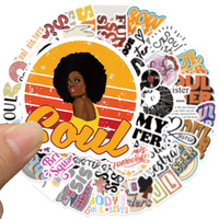 50 autocollants graffiti avec la phrase « Dear Soul Sister » pour décorer téléphone et ordinateur portable, autocollant femme « Black Melanin Poppin »